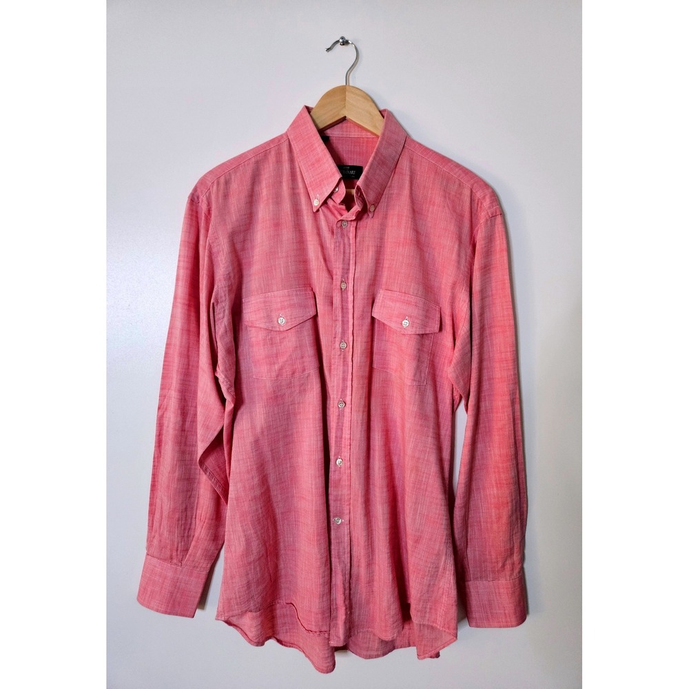 TURRAU Spain 100% Cotton Button Down Shirt Blue White Gingham European Luxury L